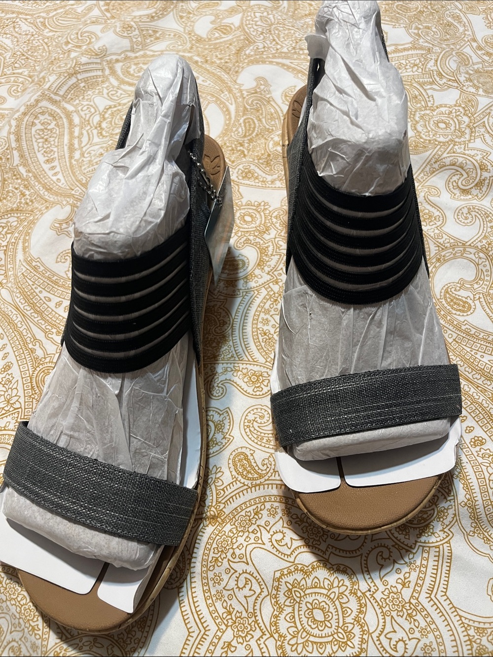 Black and grey  Slip-On Elastic Strap Sandals